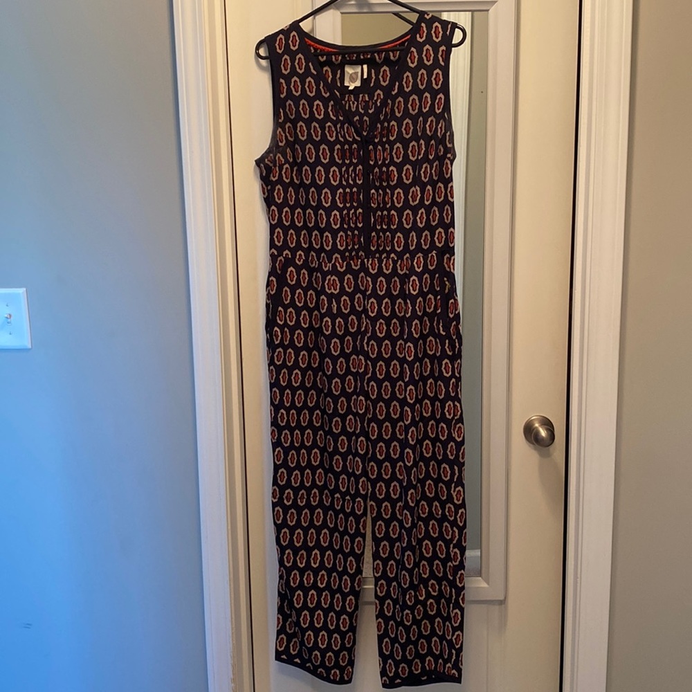 Navy Patterned Jumpsuit